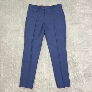 Charles‎ Tyrwhitt Travel Pants Men's 32 Blue Trouser 100% Wool Career Modern Dad